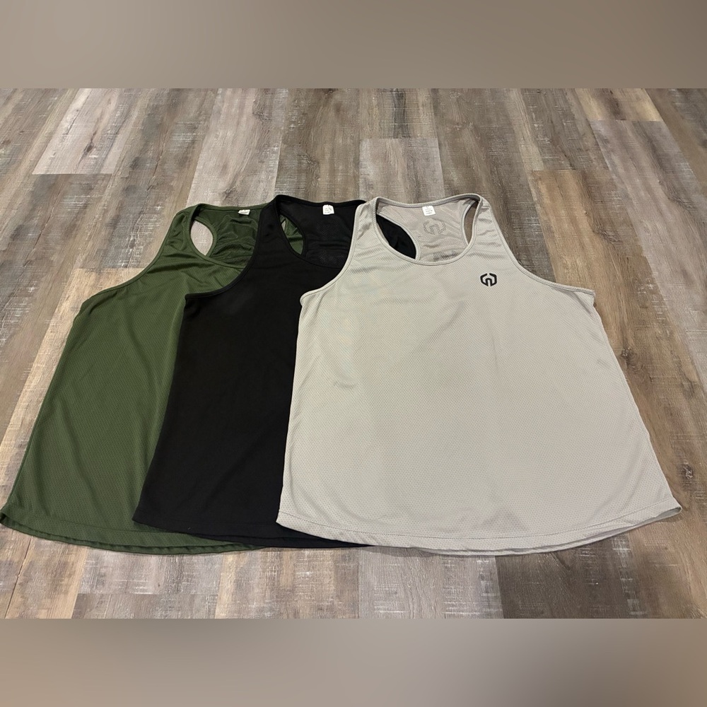 Men's Athletic Tank Tops - Black, Green, and Gray